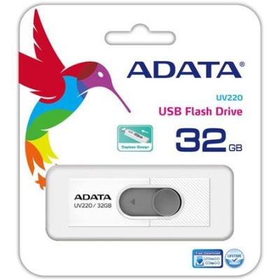 Pendrive, 32GB, USB 2.0, ADATA "UV220", fehér