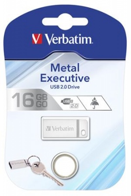 Pendrive, 16GB, USB 2.0, VERBATIM "Executive Metal", ezüst